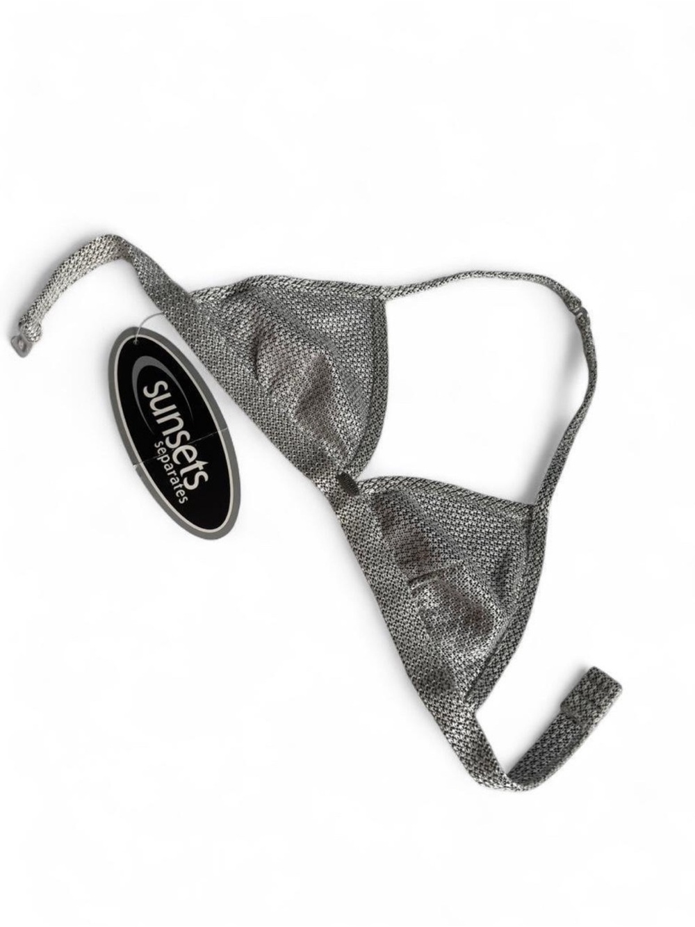Vintage deadstock silver crochet halter bikini